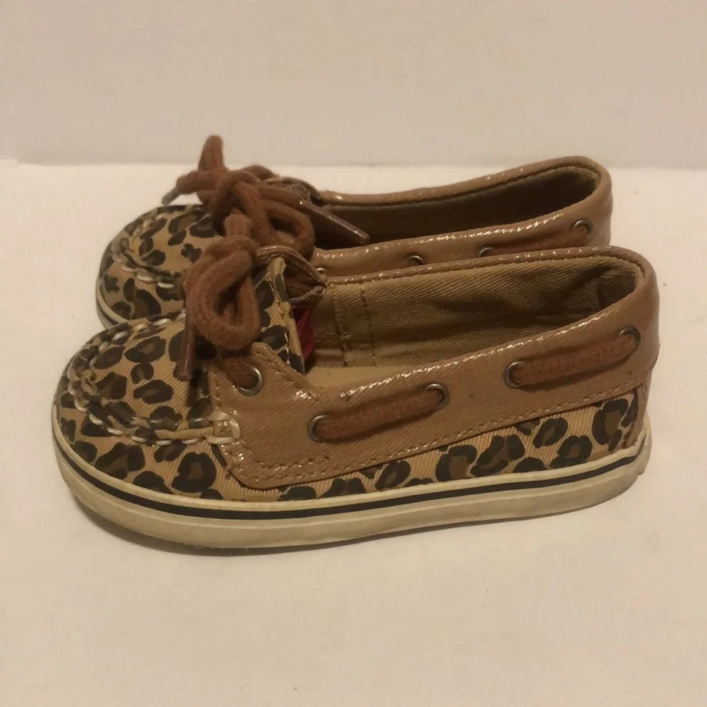 Sperry Baby Girls Size 4M Cheetah Print Boat Shoes